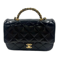 CHANEL Lambskin Shoulder Bag Crossbody Bag Mini Women's Black