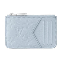 LOUIS VUITTON Romy Leather Coin Purses Card Holders Women's Washed Blue
