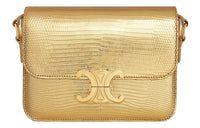 CELINE Triomphe Lizard Skin Shoulder Bag Portable Crossbody Bag Shoulder Bag Women's Gold