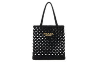 PRADA Raffia Tote Bag Shopping Bag Handbag Regular Women's Black