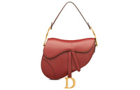 DIOR Sheepskin Saddle Bag Clutch Women's Brick Red