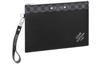 LOUIS VUITTON Pochette To-Go Cow Leather With Graphite Chessboard Canvas Clutch Regular Men's Black