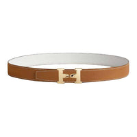HERMES Calfskin Leather Belts Unisex Brown/White Width: 3.2cm