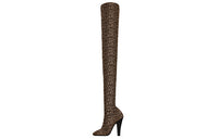 SAINT LAURENT 68 PYTHON Over-the-knee Boots Women's Beige