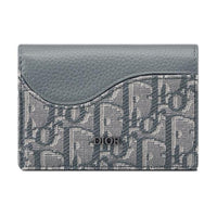 DIOR Saddle Grained Cow Leather Card Holder Men's Dark Gray