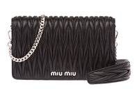 MIU MIU Leather Shoulder Bag Crossbody Bag Women's Black