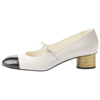CHANEL 24B Chunky Heel Mary Jane Shoes 3.5cm Women's White