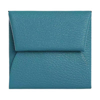 HERMES Bastia Chevre Mysore Goatskin Wallet Women's D2 NEW BLEU JEAN Denim Blue