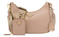 PRADA Re-Edition Leather Portable Crossbody Bag Shoulder Bag Women's Cameo Brown