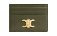 CELINE Triomphe Shiny Cow Leather Card Holder Women's Dark Olive