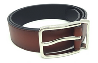 LOUIS VUITTON Badge Carving Pin Buckle Leather Belts Women's Brown Width: 3.5cm