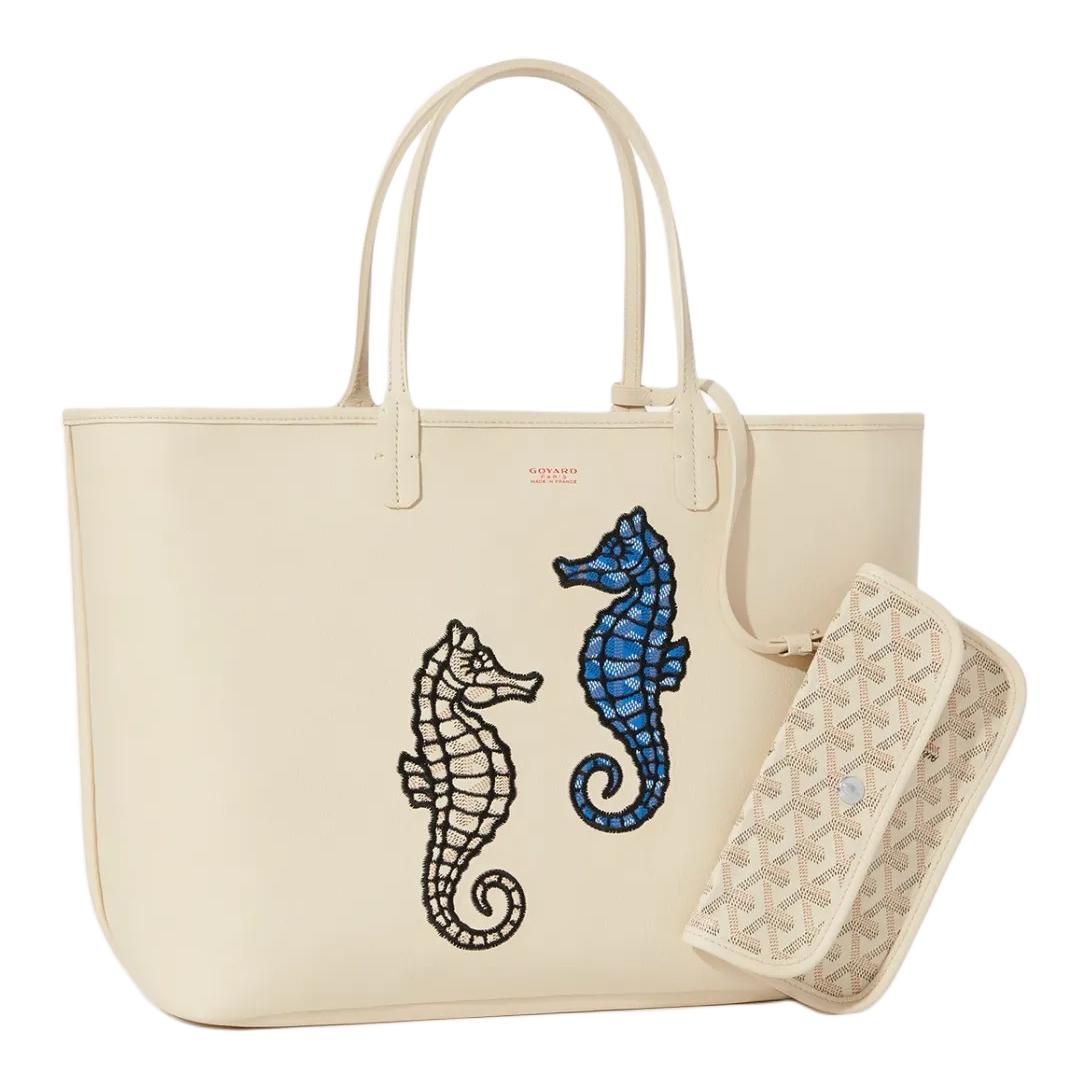 GOYARD Anjou Calfskin With Canvas Tote Bag Shopping Bag Handbag Shoulder Bag Women's Sand Stone