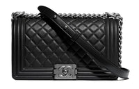 CHANEL LEBOY Calfskin Shoulder Bag Crossbody Bag Medium Size Unisex Black