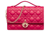 DIOR Lambskin Shoulder Bag Crossbody Bag Handbag Women's Pink