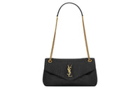 SAINT LAURENT Grained Lambskin Handbag Shoulder Bag Small Size Women's Black