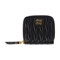 MIU MIU Leather Wallet Trumpets Women's Black