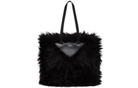 PRADA Fabric Leather Tote One Shoulder Handbag Women's Black