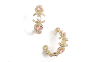 CHANEL Stud Earrings Women's Gold/Pink