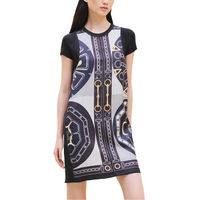 HERMES FW24 Short-Sleeved Dresses Women's Blue Black