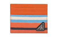 PRADA Leather Card Holder Men's Orange