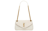 SAINT LAURENT Fabric With Sheepskin Leather Envelope Bag Handbag Shoulder Bag Women's White