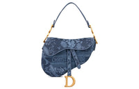 DIOR Embroidery Saddle Bag Shoulder Bag Regular Women's Denim Blue