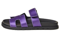 HERMES Chypre Slide Slippers Women's Black Purple