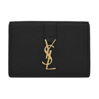 SAINT LAURENT CASSANDRE Grained Cow Leather Wallet Small Size Women's Black
