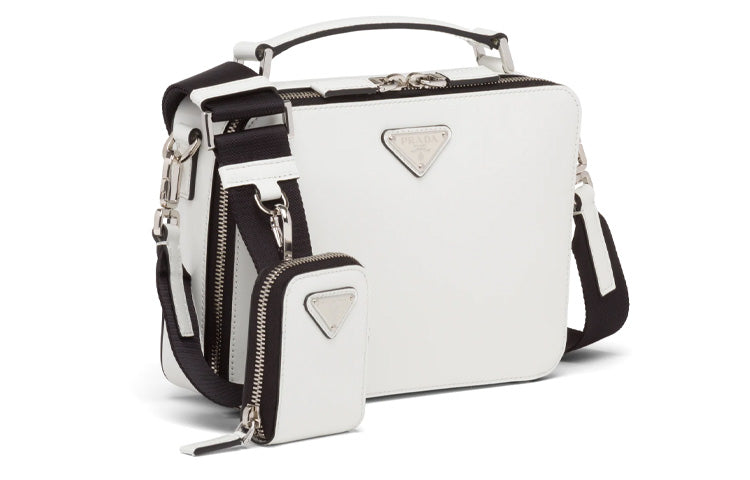 PRADA Brique Shiny Leather Shoulder Bag Crossbody Bag Men's White