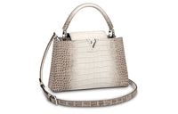 LOUIS VUITTON Capucines Matte Crocodile Leather Texture Capy Sine Handbag Women's White Brown