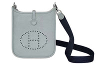 HERMES Evelyne Cow Leather Crossbody Bag Shoulder Bag Mini Women's Light Blue