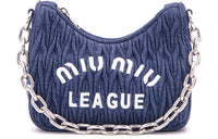 MIU MIU Cotton Handbag Shoulder Bag Women's Blue