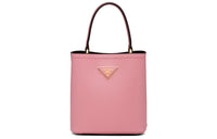 PRADA Leather One Shoulder Handbags Women's Floral Pink/Black