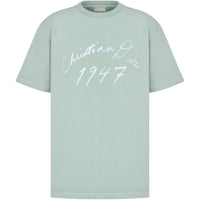 DIOR Letter Logo Pattern Crew Neck Loose Fit Short Sleeved T Shirt Men's Green