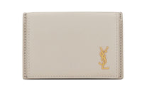 SAINT LAURENT Grained Leather Card Holder Women's Vintage White