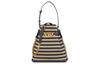 DIOR C'est Dior Denim Raffia Bucket Bag Handbag Shoulder Bag Medium Size Women's Beige/Blue