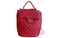 CHANEL Sheepskin Backpack Large Size Women's Red