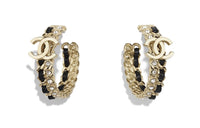CHANEL Earrings Women's Black/Gold Color