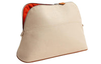 HERMES Bolide Cotton Bowling Bag Storage Bag Women's White/Red