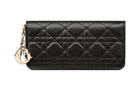 DIOR Lady Dior Lambskin Wallet Card Holder Clutch Women's Black