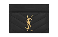 SAINT LAURENT Monogram Sheepskin Card Holder Women's Black