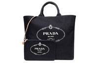 PRADA Fabric Handbag Shoulder Bag Women's Black
