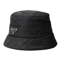 PRADA Recycled Nylon Cotton Bucket Hats Men's Black