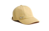 HERMES Cotton Canvas Baseball Caps Women's Yellow