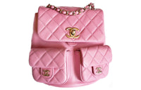 CHANEL Duma Calfskin Backpack Medium Size Women's Pink