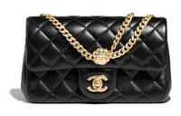CHANEL Sheepskin Chain Bag Shoulder Bag Crossbody Bag Mini Women's Black