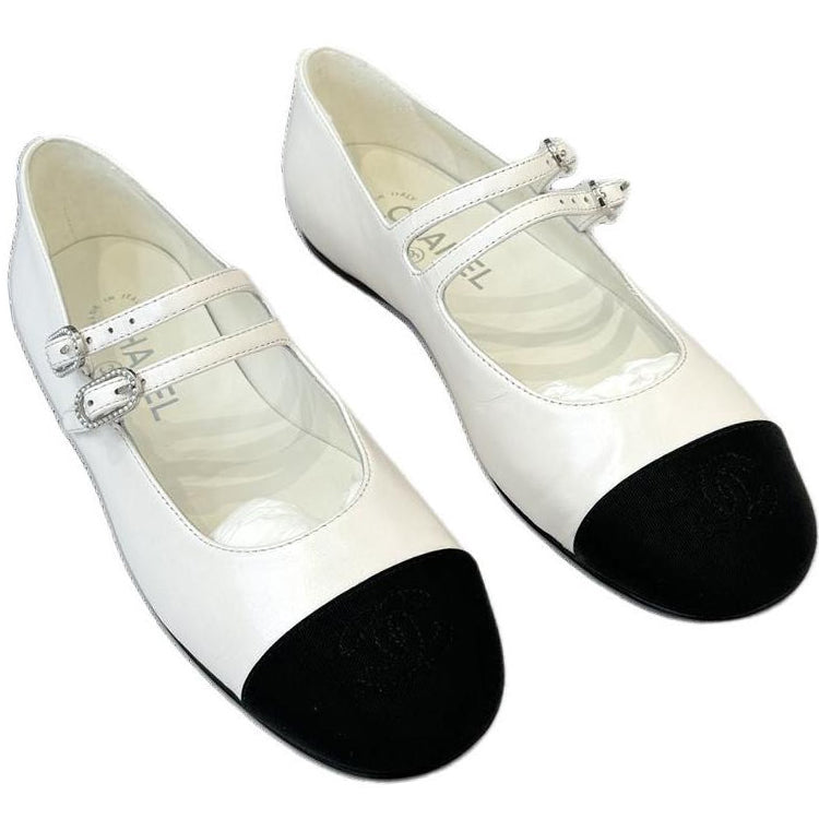 CHANEL Mary Jane Shoes Women's White