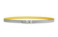 HERMES Letter H With Buckle Smooth Buckle Leather Belts Women's Silver/Yellow Width: 1.3cm