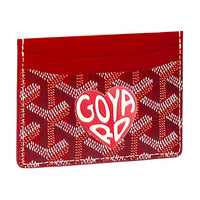 GOYARD Saint-Sulpice Canvas With Leather Card Clip Card Holder Unisex Red & Red Small Heart
