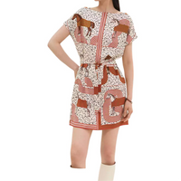 HERMES FW24 Short-Sleeved Dresses Women's Beige